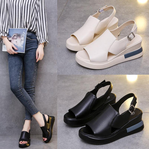 Muffin Thick Bottom Slope Heel Women&#39;s Sandals Back Empty Snap-BS00806-Veeddydropshipping