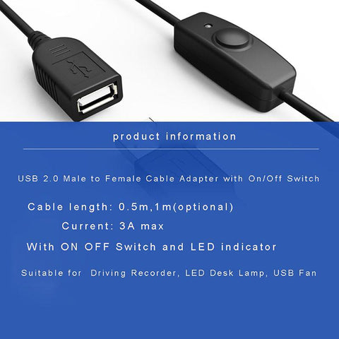0.5/1m Data Sync USB 2.0 Extender Cord USB Extension Cable With -CE00049-Veeddydropshipping