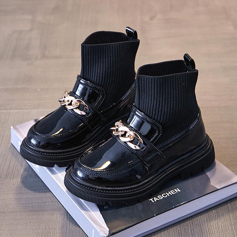 Children Fur Short Ankle Boots Toddlers Girls PU Leather Shoes-TB00140-Veeddydropshipping