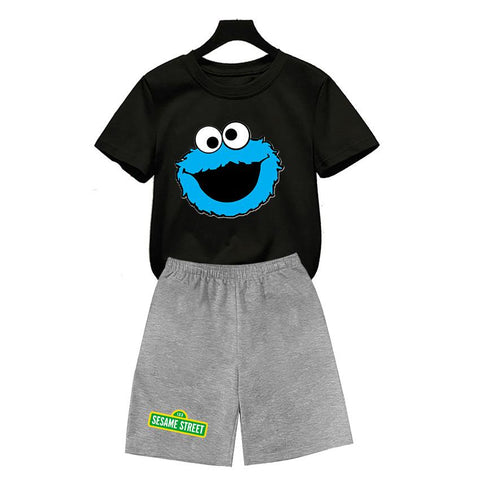 Kids Tops polyester quick dry Sesame Street COOKIE MONSTER Design-TB01129-Veeddydropshipping
