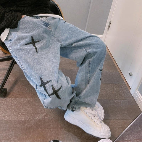 Korean Fashion Baggy Jeans Hip Hop Loose Wide-leg-MF00567-Veeddydropshipping
