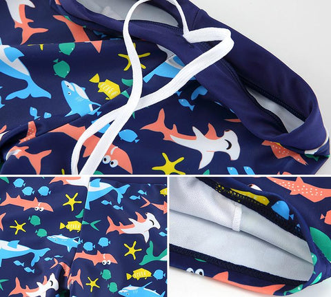 Children Two Pieces Suit Shark Print Swimsuit Beachwear Kid Cool Cartoon Swimwear-OS00303-Veeddydropshipping