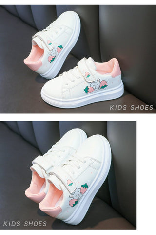 Children&#39;s Shoes Cartoon Strawberry Sports Shoes for Girls 2023 Kids Fashion White Shoes Korean PU Breathable Casual Sneakers