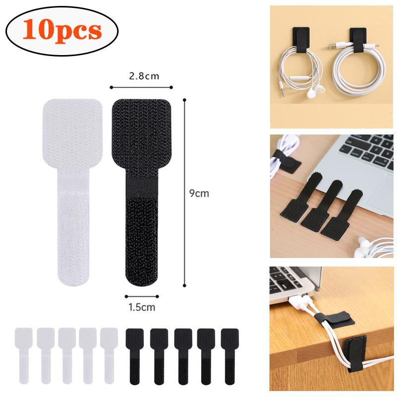 10pcs Self-Adhesive Cable Organizer Clip Ties Cord Management Wall Wire Hook Holder Wrapper Kitchen-PA00857-Veeddydropshipping