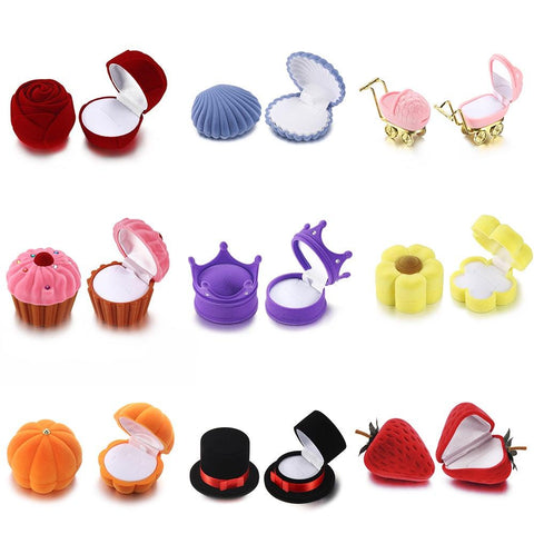 Flip Jewelry Box Flocking Earrings Ring Storage Case-HA00810-Veeddydropshipping