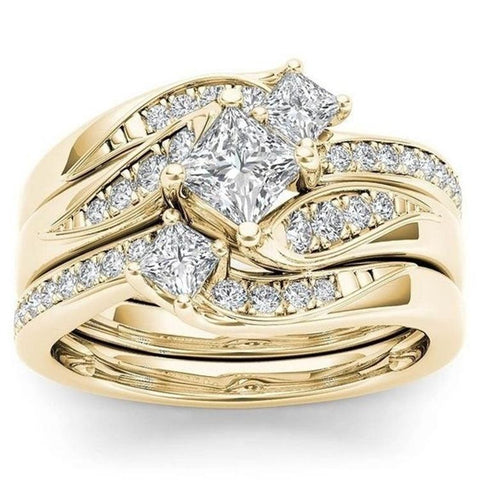 Romantic Heart Zircon Engagement Ring Set, suitable for women-JW00034-Veeddydropshipping