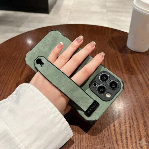 For iPhone 14 Pro Max 13 12 11 X XR 8 7 Suede Leather Hand Strap Soft Case Cover-PA00122-Veeddydropshipping