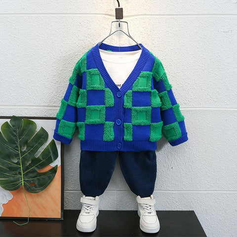 Boys Plaid Pattern Coat Kids Spring Autumn Outerwear-TB01178-Veeddydropshipping