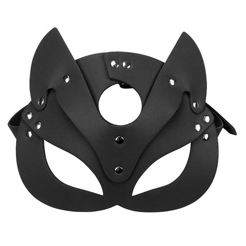 Cat Cosplay Half face fox Leather Masks-WF01599-Veeddydropshipping