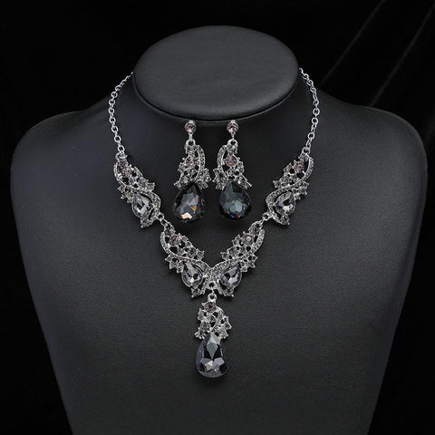 Fashion Multiple Crystal Prom Wedding Jewelry Sets -JW00379-Veeddydropshipping