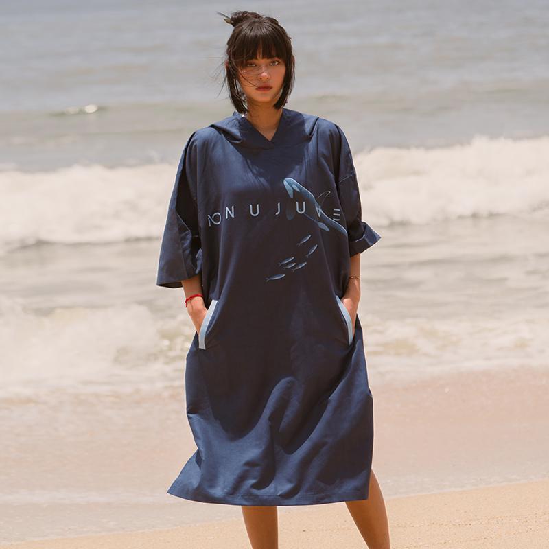 Women Diving Suit Change Robe Poncho Quick-dry Hooded Towel Swim Robe Summer-OS00070-Veeddydropshipping