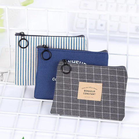 Data Cable Organizer Coin Bag Purse Women Stripe Coin Money Card Holder Wallet Case Zipper-PA00901-Veeddydropshipping
