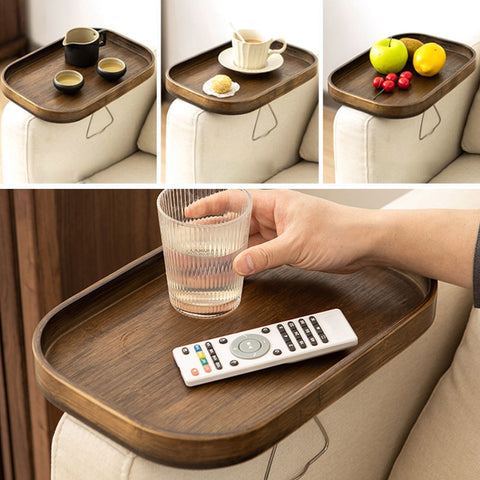 Sofa Armrest Clip-On Table Tray Wooden Foldable Couch-HA00864-Veeddydropshipping