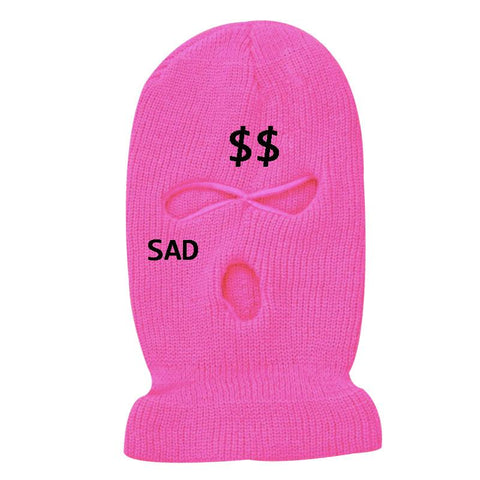 Fashion Women Sad Dollar Embroidery Three-hole Ski Mask-MF00989-Veeddydropshipping