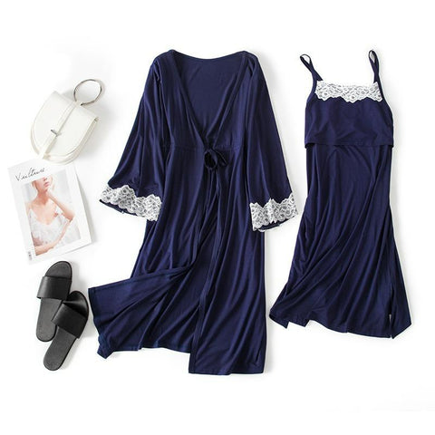 2pcs/Set Pregnant Woman Sleepwear Nursing Pregnancy Pajamas Sling-TB00593-Veeddydropshipping