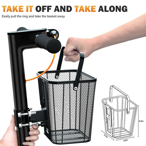 Scooter Basket Quick Release 70lb Loading Capacity Heavy Duty Iron Mesh Basket-OS00951-Veeddydropshipping