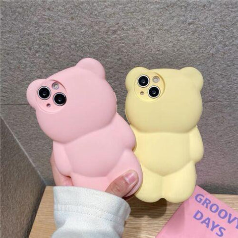 Lovely Bear Kids Cartoon Silicone Case Skin for iPhone 14 13 12 Pro Max 11 XS XR-PA00174-Veeddydropshipping