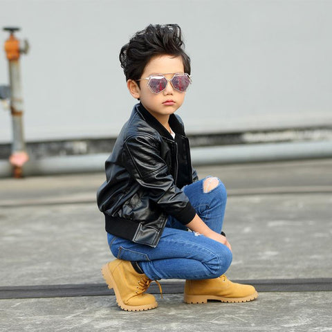 Spring Autumn Children Boys Girls leather jacketJacket 2021 New Fashion-TB01021-Veeddydropshipping