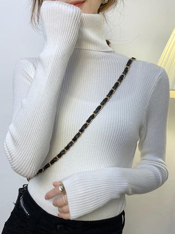 Women Pullover Turtleneck Sweater Autumn Long Sleeve-WF00003-Veeddydropshipping