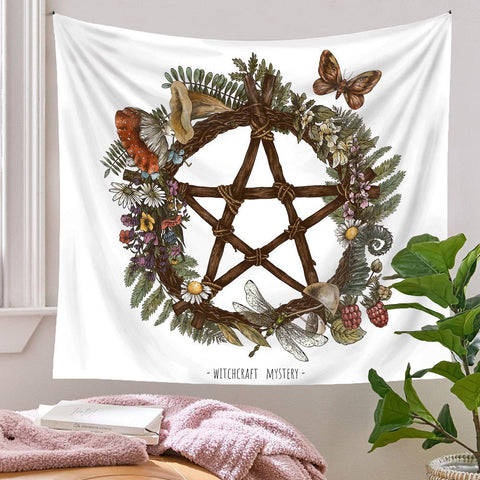 Botanical Print Floral Tapestry Wall Hanging-HA00218-Veeddydropshipping