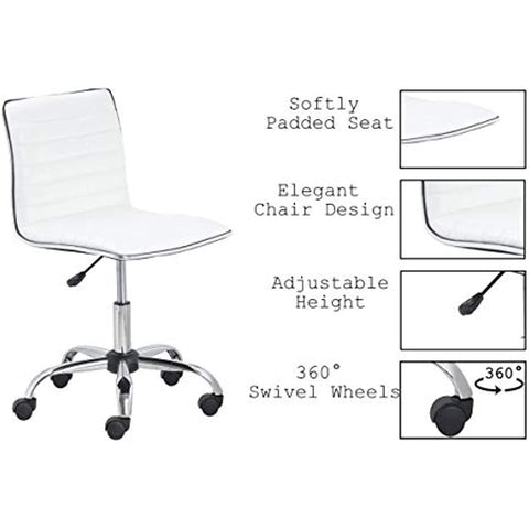 Swivel Mid Back Armless Ribbed Designer Task Chair-HA01734-Veeddydropshipping