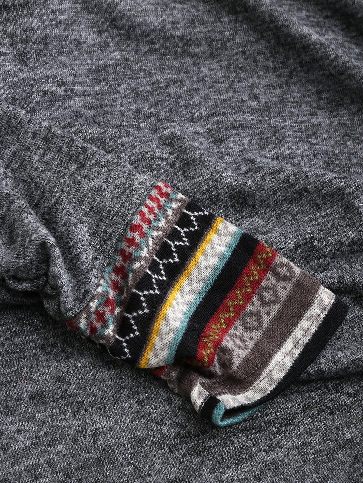 Tribal Geometric Stripe Panel Hooded Knit Top Long Sleeve-Veeddydropshipping