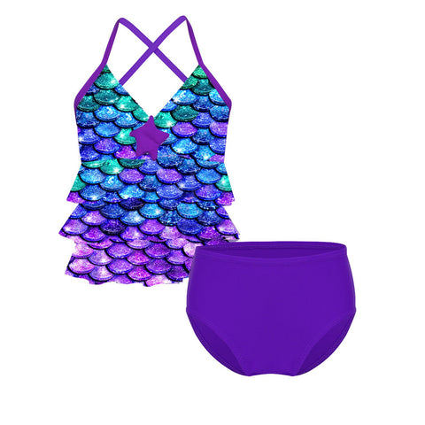Kids Girls Mermaid Swimsuit Bathing Suit Bikini 2pc Set Swimwear Swimsuit Baby -OS00093-Veeddydropshipping