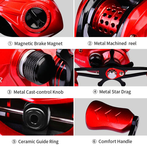 Baitcasting Reel 7.2:1 Gear Ratio Reel Freshwater Aluminum Spool 10 KG Max Drag Fishing -OS00326-Veeddydropshipping
