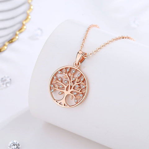 100% 925 Sterling Silver Tree of Life Pendant Necklaces -JW00009-Veeddydropshipping