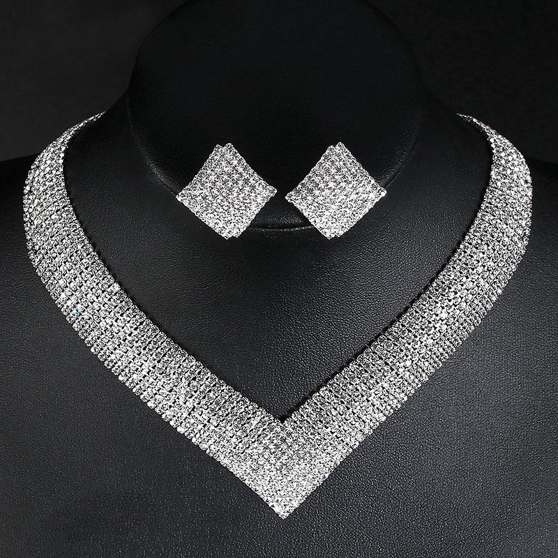 Luxury Crystal Bridal Wedding Jewelry Sets African Beads  -JW00335-Veeddydropshipping