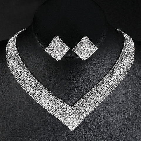 Luxury Crystal Bridal Wedding Jewelry Sets African Beads  -JW00335-Veeddydropshipping