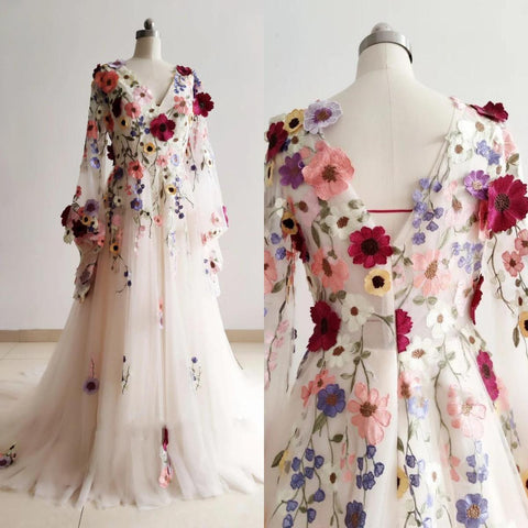 Long Wedding Dress Unique Bridal Gown-WF01623-Veeddydropshipping