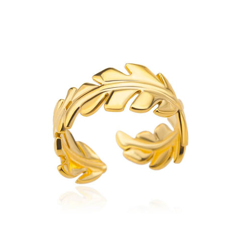 Adjustable  Simple Geometric Leave Flower Open Ring Jewelry-JW01397-Veeddydropshipping