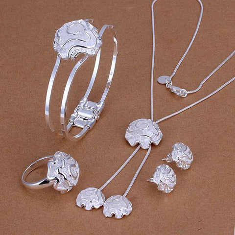 925 sterling Silver  bracelet Earrings fashion jewelry sets -JW00309-Veeddydropshipping
