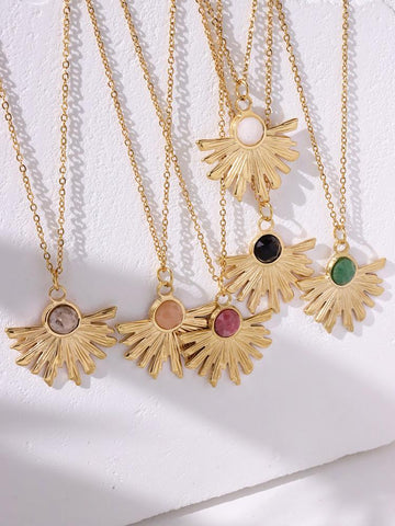 Water Drop Star Round Bear Oval Pendant Necklace  -JW00181-Veeddydropshipping