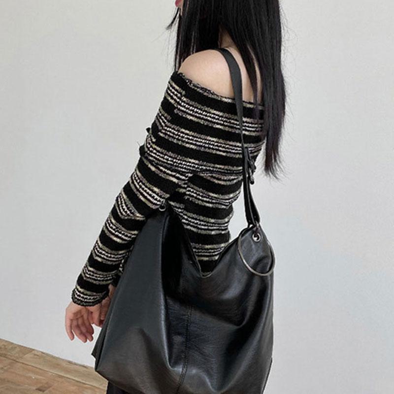 Vintage Horizontal Stripes Long Sleeve Pullover Sweater Women-WF00319-Veeddydropshipping