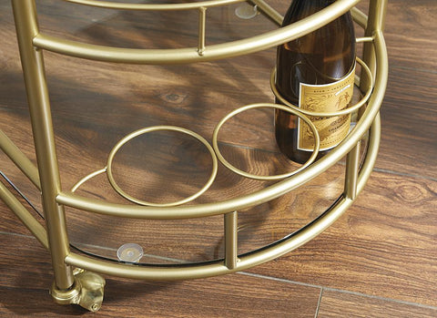 Bar Cart Gold Metal and Glass Serving Cart-HA01686-Veeddydropshipping