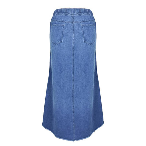 Oversize Fashion Street Skirt A Line Denim Skirt-WF00455-Veeddydropshipping