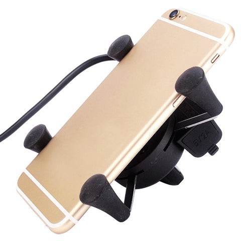 Motorcycle Mobile Phone Holder Mount With USB Charger 360 Degree Rotation Adjustable-PA00520-Veeddydropshipping