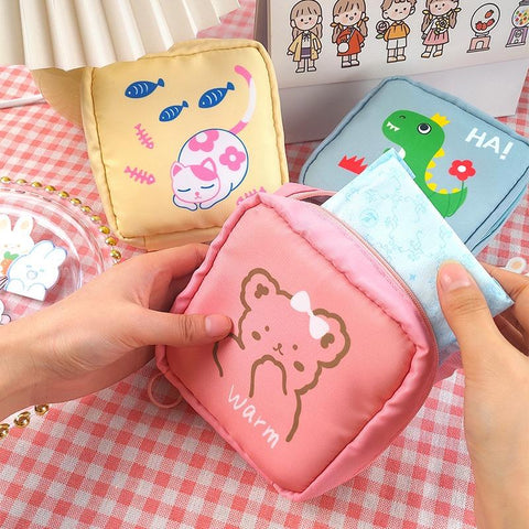 Women Small Cosmetic Bag Set Zipper Girls Mini Sanitary Napkins Makeup Lipstick Bags-PA00918-Veeddydropshipping
