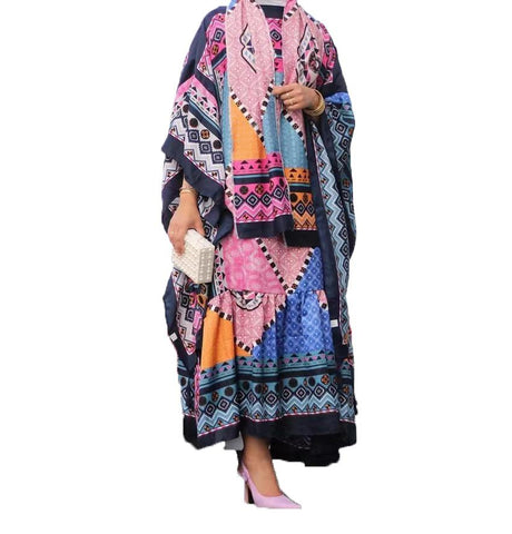Bohemian Kaftan Maxi Dress Oversize-WF01509-Veeddydropshipping