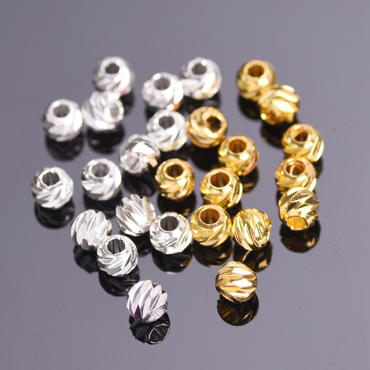 Round Carved Brass Metal Loose Spacer Beads For Jewelry Making-JW01653-Veeddydropshipping