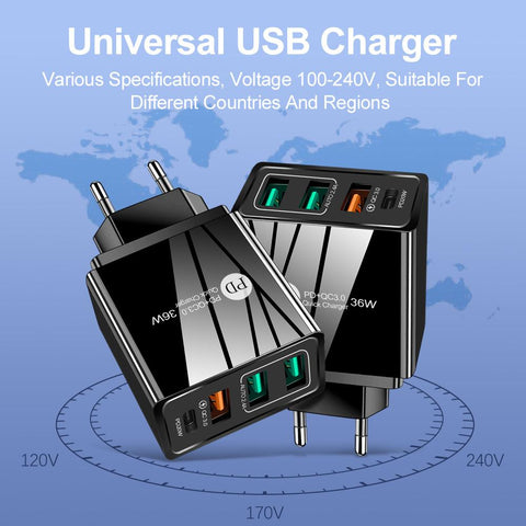 Quick Charge 3.0 USB Charger Wall Fast Charging For iPhone Samsung Xiaomi Huawei OPPO EU/US-PA00391-Veeddydropshipping