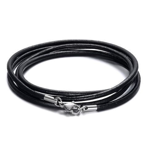 Leather Necklace Chain For Women Men Stainless Steel -JW01224-Veeddydropshipping