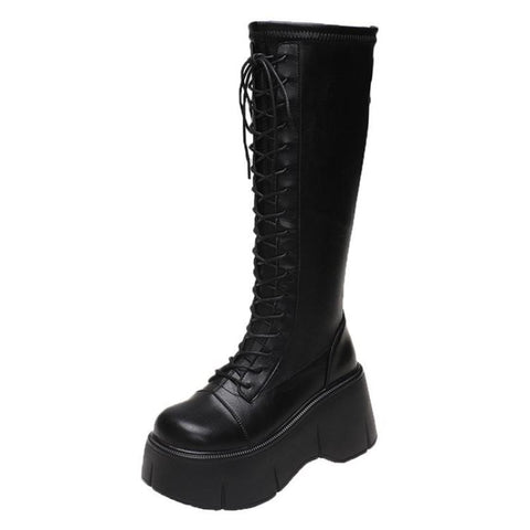 Woman Ankle Boots Soft Lace-up Ladies Chelsea Zipper-BS00930-Veeddydropshipping