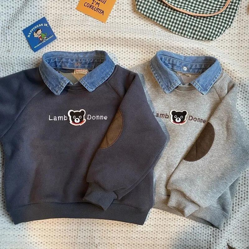 Toddler Boys Bear Polo Shirt Childrens Baby Kids Long Sleeve T-shirt Fashion-TB01347-Veeddydropshipping