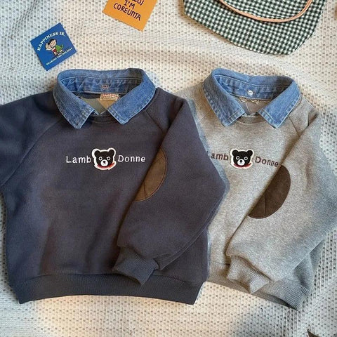 Toddler Boys Bear Polo Shirt Childrens Baby Kids Long Sleeve T-shirt Fashion-TB01347-Veeddydropshipping