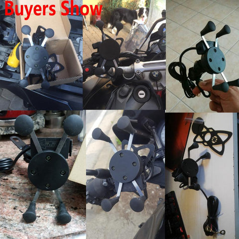 Motorcycle Mobile Phone Holder Mount With USB Charger 360 Degree Rotation Adjustable-PA00520-Veeddydropshipping