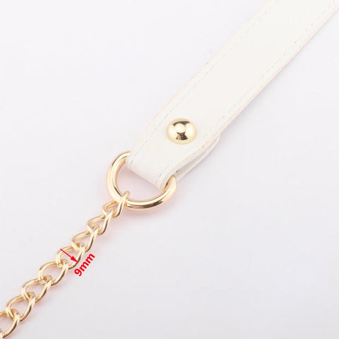 Crossbody Bag Strap White PU Leather Handle with 9mm Gold-BS00701-Veeddydropshipping