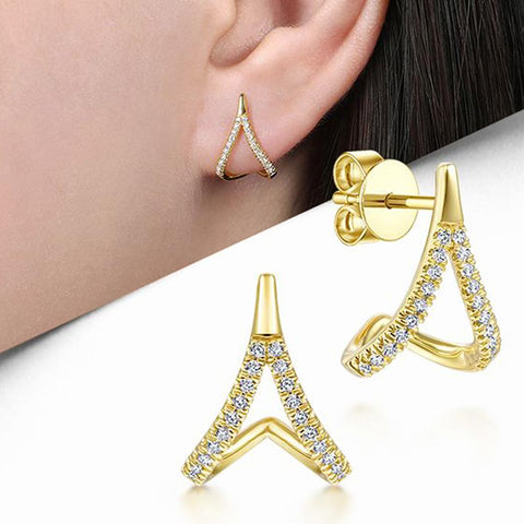 Claws Stud Earrings with Crystal CZ Stone Modern Design Fashion Versatile -JW01450-Veeddydropshipping